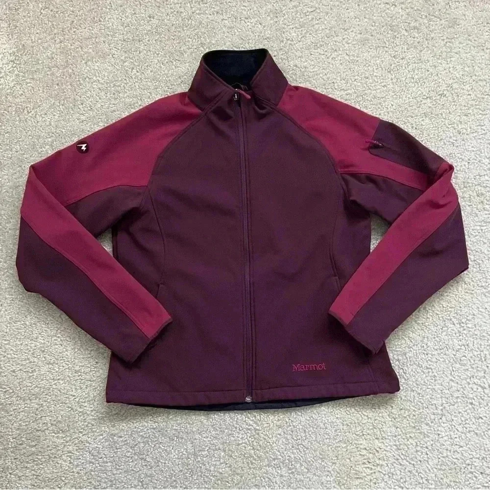 Marmot Alsek 2 Tone Mock Neck Full Zip Outdoor Jacket Soft Shell Women Size XL,